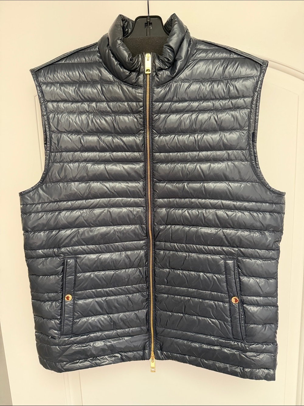 Burberry Navy Goose Down Quilted Vest with Gold-Tone Zip